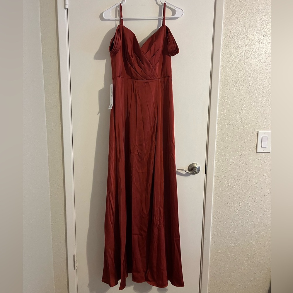 Rust Red Off-Shoulder Maxi Dress